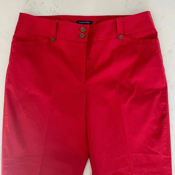 Jones New York Signature Petite Stretch Ankle Length Cotton Pants Red 12P NWOT - Picture 5 of 14